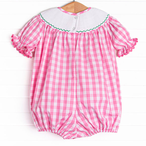 Fun at the Farm Smocked Bubble, Pink Check