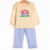 Southern Silo Applique Ruffle Pant Set, Yellow