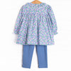 Lilac Lady Smocked Legging Set, Blue