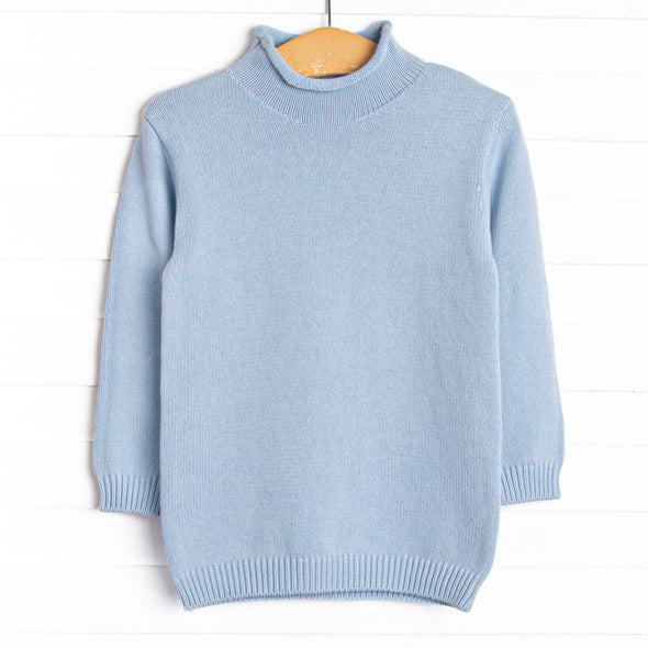 Rolled Neck Sweater, Blue