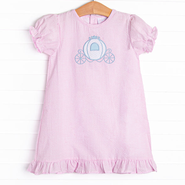 Carriage Cutie Applique Dress, Pink