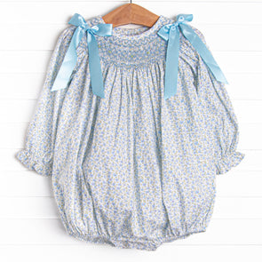 Bow Me Away Smocked Bubble, Blue