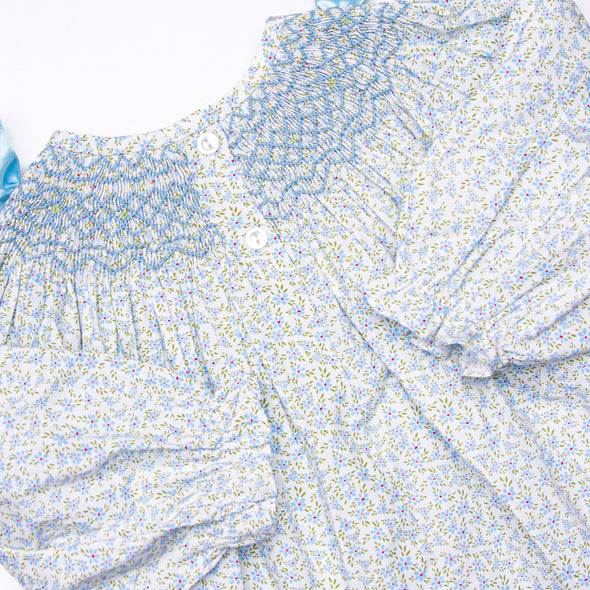 Bow Me Away Smocked Legging Set, Blue