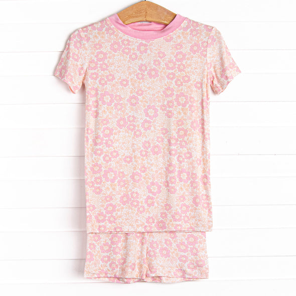 Marigold Meadow Bamboo Pajama Short Set, Pink