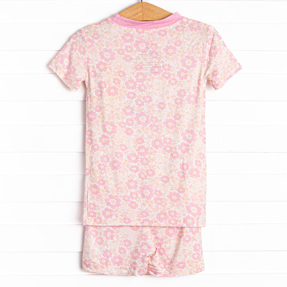 Marigold Meadow Bamboo Pajama Short Set, Pink