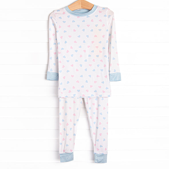 Full Heart Bamboo Pajama Set, Blue