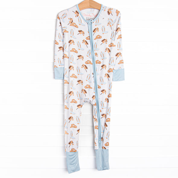 Rodeo Rider Bamboo Zippy Pajama, Blue