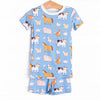 Barnyard Bedtime Bamboo Pajama Short Set, Blue