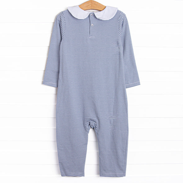 Elliot Romper, Slate Blue Stripe