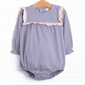 Bonnie Long Sleeve Bubble, Slate Blue Stripe