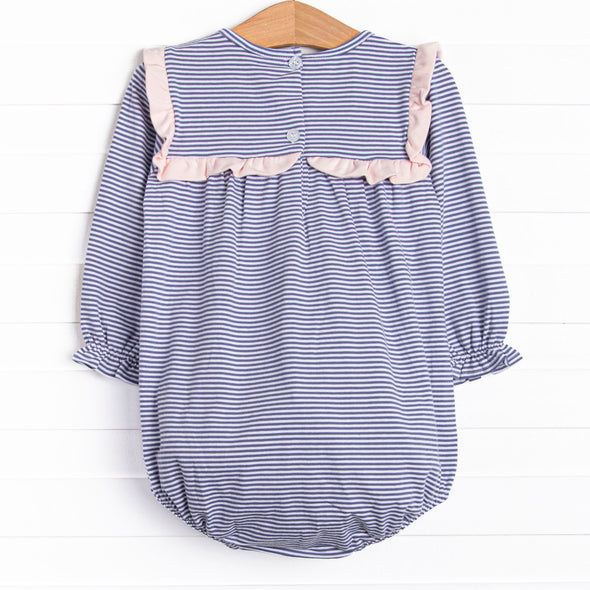 Bonnie Long Sleeve Bubble, Slate Blue Stripe