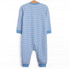 Chugging Along Applique Romper, Blue Stripe