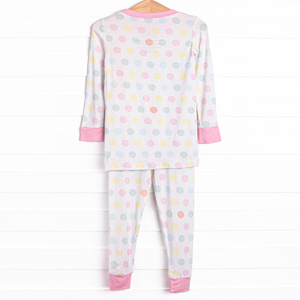 Dozing Off Dots Bamboo Pajama Set, Pink