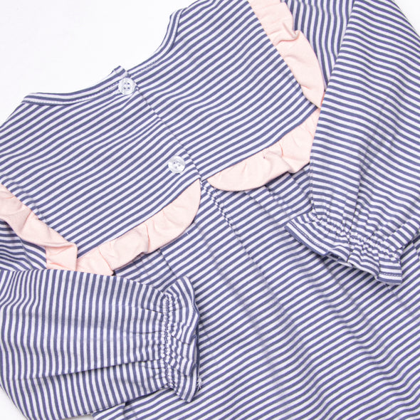 Bonnie Long Sleeve Bubble, Slate Blue Stripe