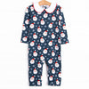 Seasonal Snowfall Collared Romper, Navy