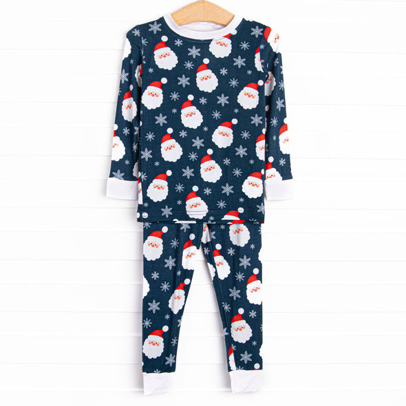 Seasonal Snowfall Bamboo Pajama Set, Navy