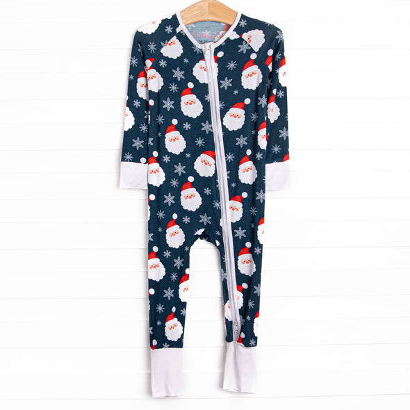 Seasonal Snowfall Bamboo Zippy Pajama, Navy