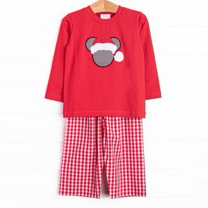 Merry Mouse Applique Pant Set, Red