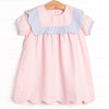 Sweetly Scalloped Dress, Pink Gingham