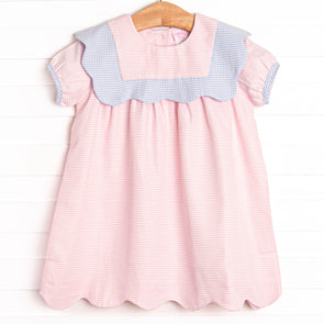 Sweetly Scalloped Dress, Pink Gingham