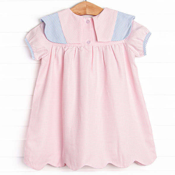 Sweetly Scalloped Dress, Pink Gingham