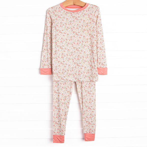 Fall Flowers Bamboo Pajama Set, Pink