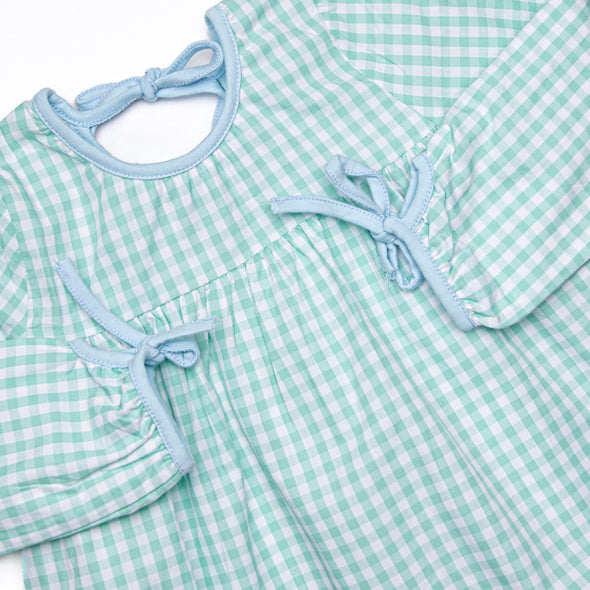 Garden Mint Gingham Dress, Green