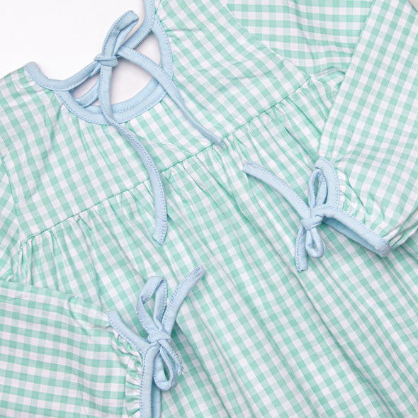 Garden Mint Gingham Dress, Green