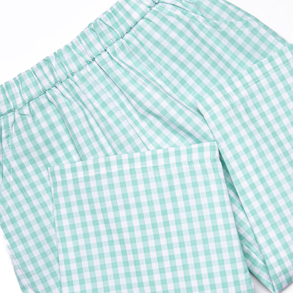 Garden Mint Gingham Pant Set, Green