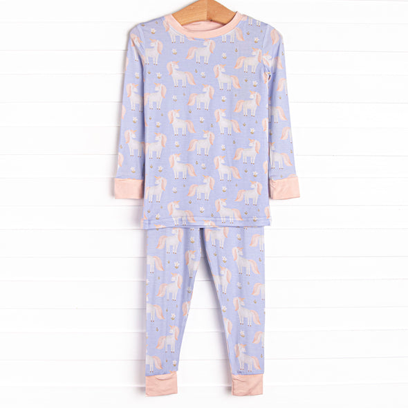 Unicorn Dreams Bamboo Pajama Set, Blue