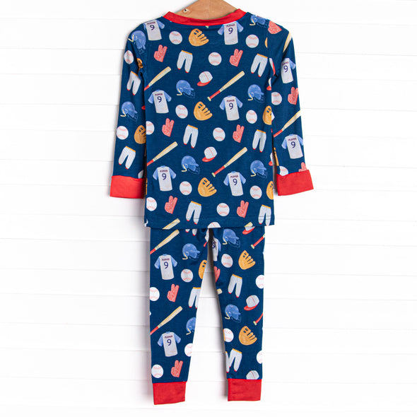 Seventh Inning Stretch Bamboo Pajama Set, Blue