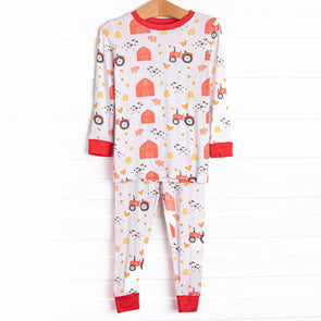 Barnyard Bunch Bamboo Pajama Set, Red