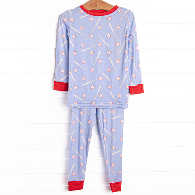 Ballpark Cutie Bamboo Pajama Set, Blue