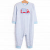 Mr. Mixer Applique Romper, Blue Stripe