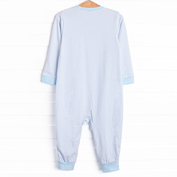 Mr. Mixer Applique Romper, Blue Stripe