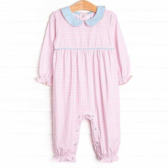 Grace Gingham Romper, Pink