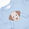 Furry Ear Friend Applique Pant Set, Blue