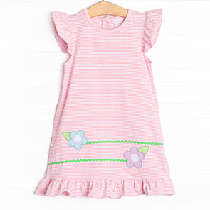 Very Sweet Vines Applique Dress, Pink