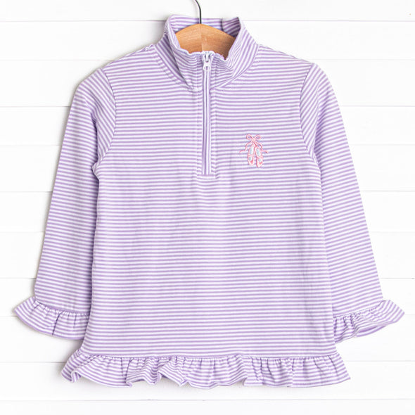 Ballet Slippers Embroidered Pullover, Purple