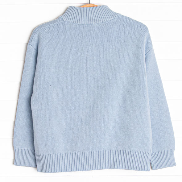 Quarter Zip Knitted Sweater, Blue