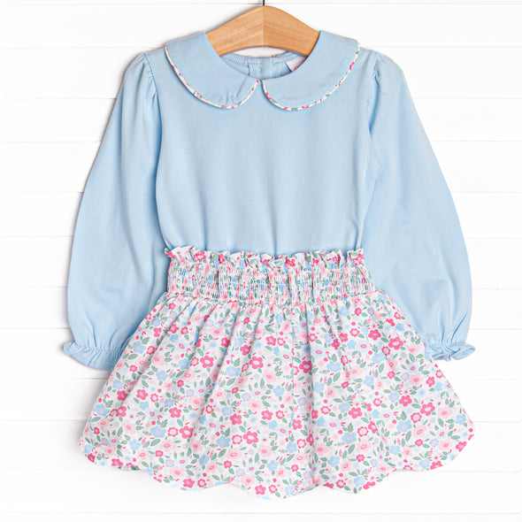 Sweet and Scalloped Skirt Set, Blue