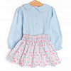 Sweet and Scalloped Skirt Set, Blue