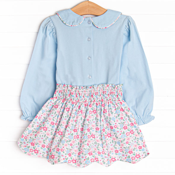 Sweet and Scalloped Skirt Set, Blue