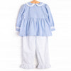 Show Dog Strut Smocked Ruffle Pant Set, Blue