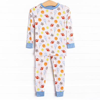 Game Time Bamboo Pajama Set, Blue