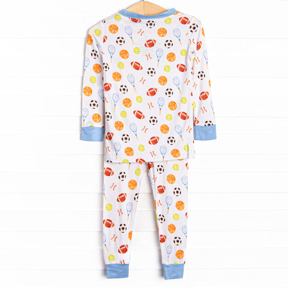 Game Time Bamboo Pajama Set, Blue