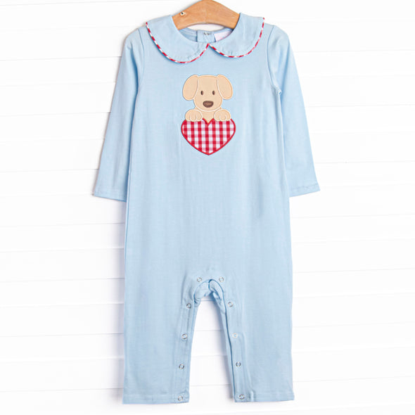 Fur-ever Yours Applique Romper, Blue