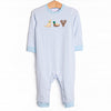 Hudson Hunter Applique Romper, Light Blue Stripe