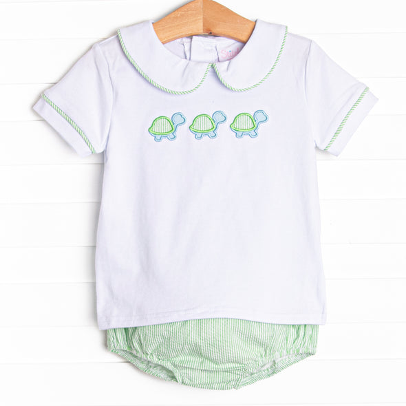 Turtle Trio Applique Diaper Set, Green