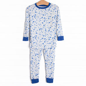 Pale Blooms Bamboo Pajama Set, Blue